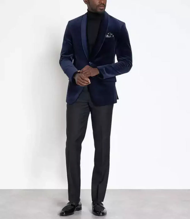 Mens Deep Sea Blue Velvet Tuxedo