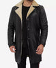 Mens Black Shearling Leather Winter Coat