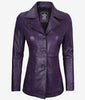 Womens Three Button Purple Leather Blazer