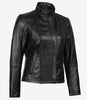 Womens Black Leather Cafe Racer Jacket
