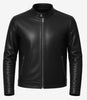Black Cafe Racer Leather Jacket For Men