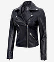 Women Black Asymmetrical Leather Jacket