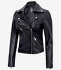 Women Black Asymmetrical Leather Jacket