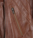 Women Brown Asymmetrical Hooded Leather Jacket