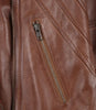 Women Brown Asymmetrical Hooded Leather Jacket