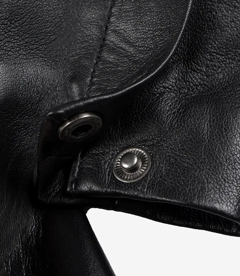 Womens 3 4 Length Black Leather Coat