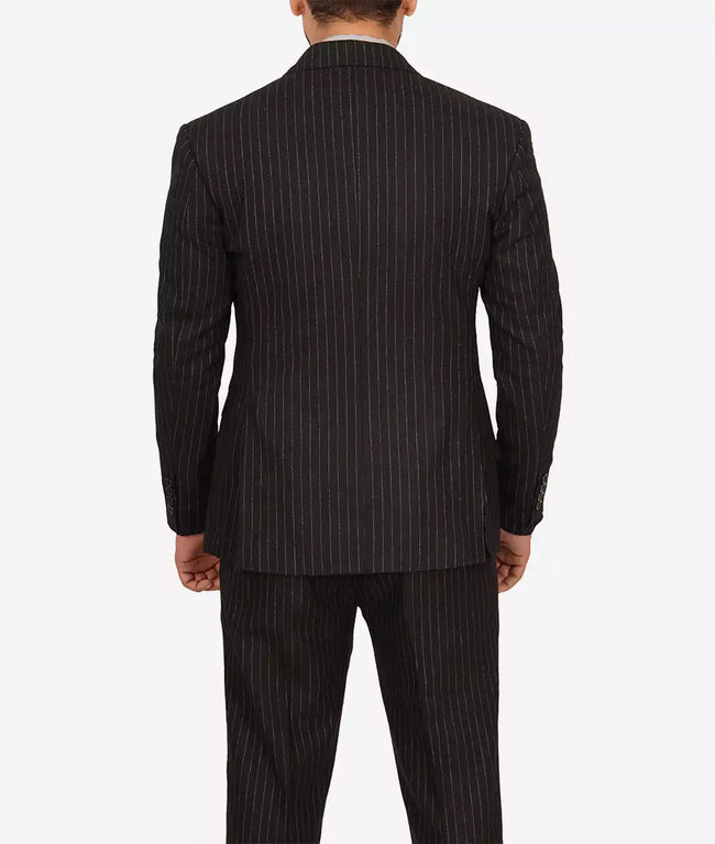 Mens Double Breasted Black Pinstripe Suit