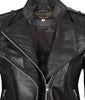 Womens Asymmetrical Fitted Leather Jacket Black