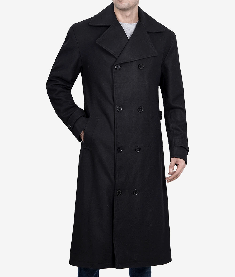 Black Long Wool Overcoat Mens