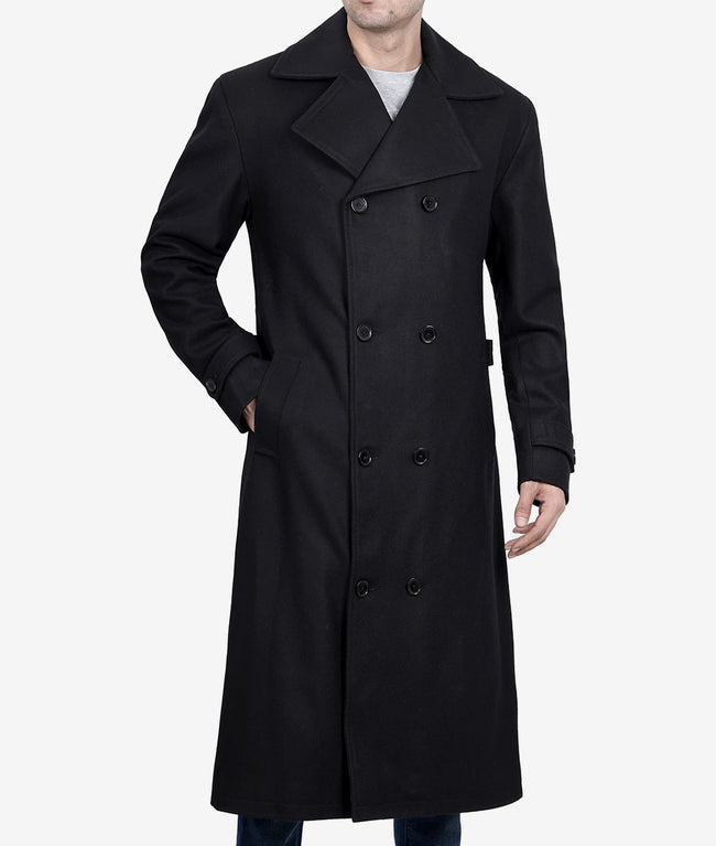 Black Long Wool Overcoat Mens