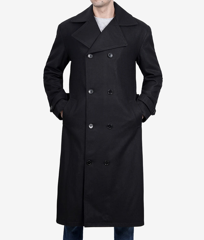 Black Long Wool Overcoat Mens