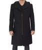 Mens Black Wool Coat with Hood
