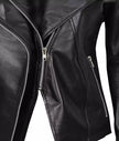 Womens Asymmetrical Fitted Leather Jacket Black