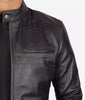 Mens Tall Black Leather Racer Jacket