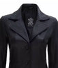 Womens Tall Wide Collar 3 Quarter Black Leather Coat