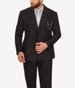 Mens Double Breasted Black Pinstripe Suit