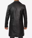 Jackson Mens Peak Lapel Long Black Leather Coat