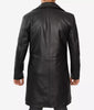 Jackson Mens Peak Lapel Long Black Leather Coat
