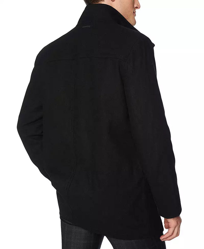 Black Mens 3 4 Length Wool Coat