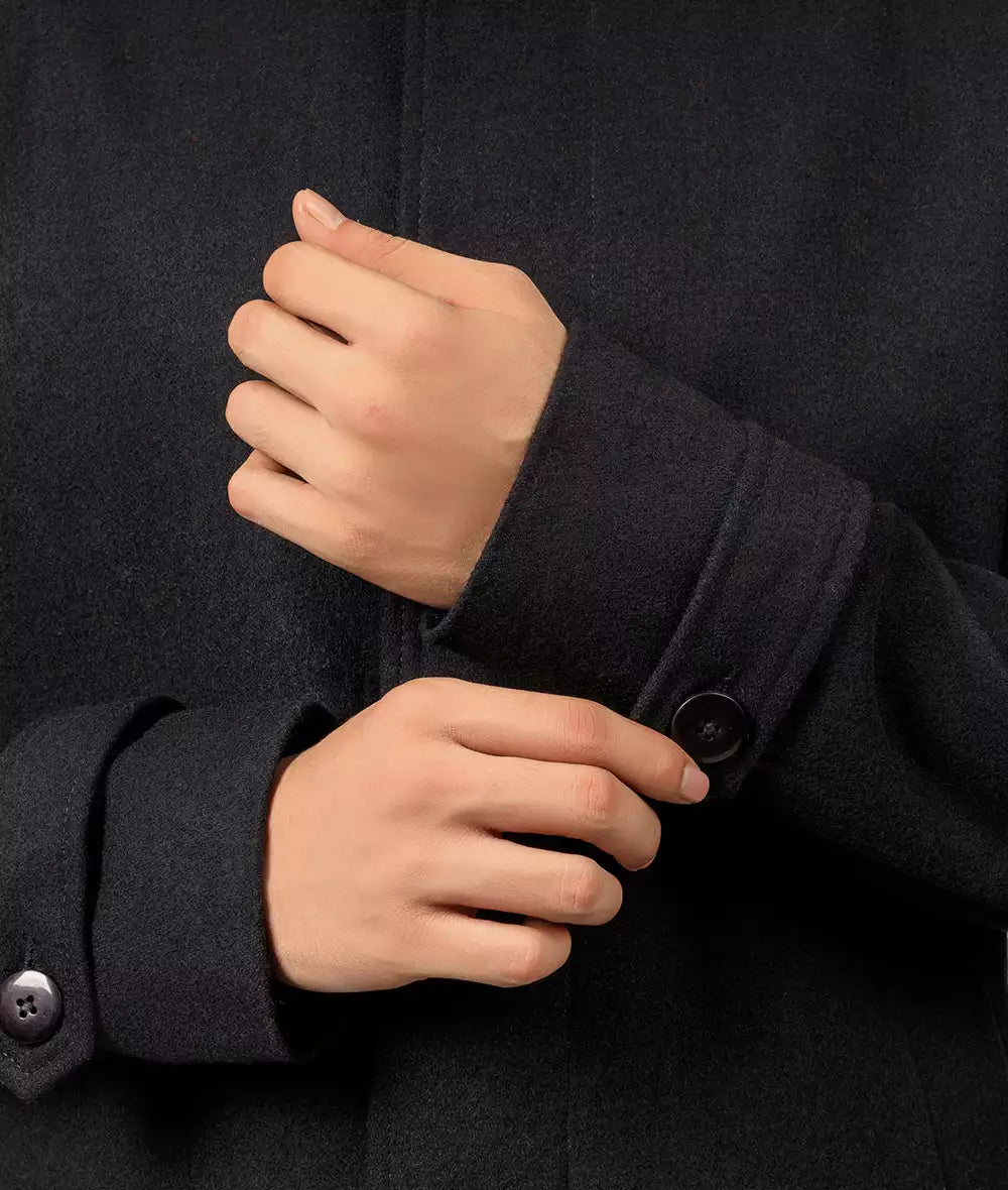 Mens Black Wool Trench Coat