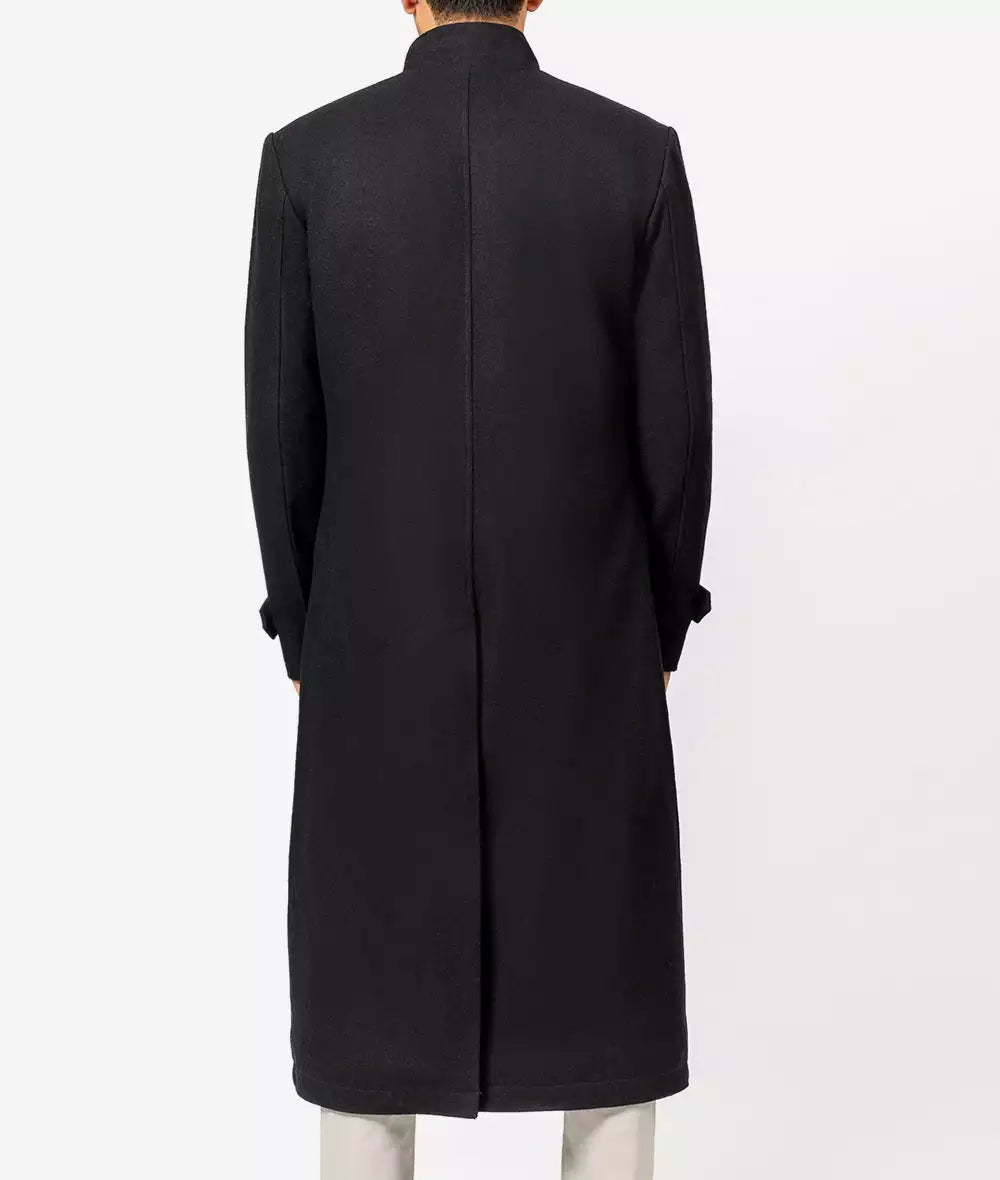 Mens Black Wool Trench Coat