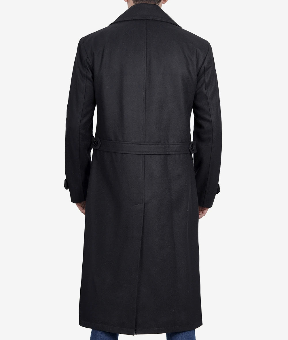 Black Long Wool Overcoat Mens