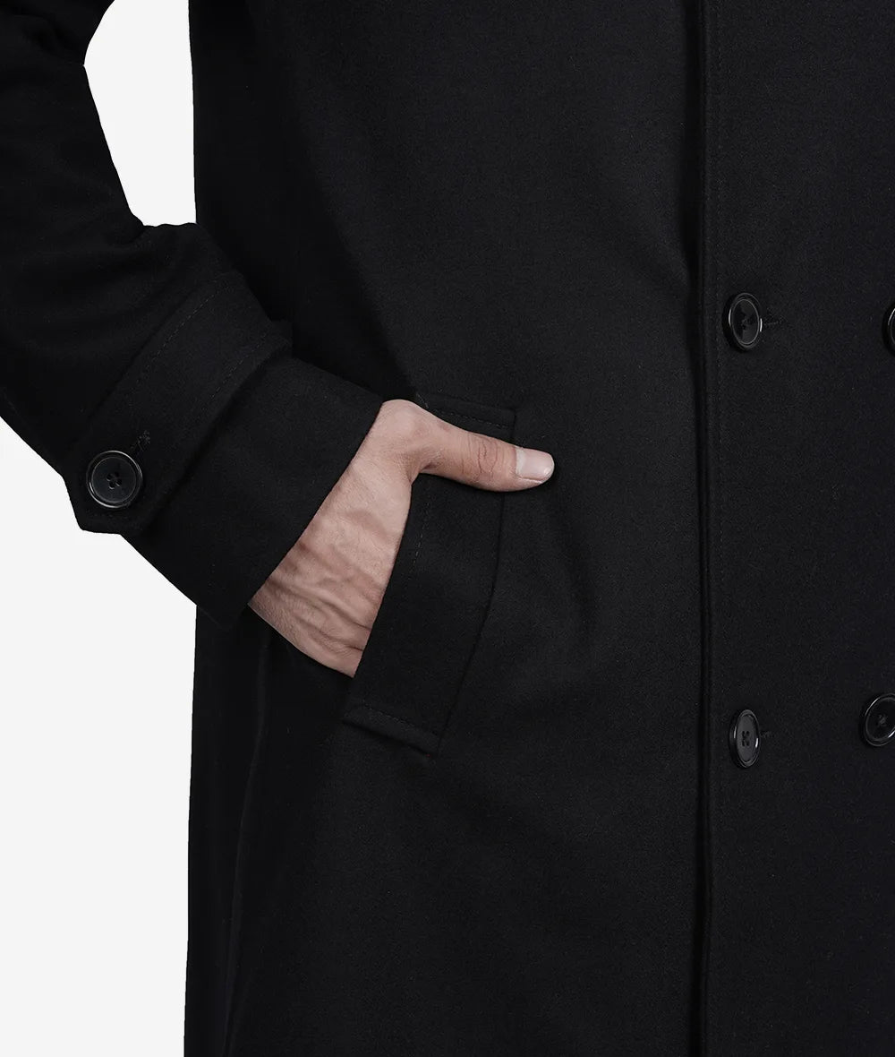 Black Long Wool Overcoat Mens