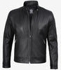 Mens Premium Black Cafe Racer Leather Jacket