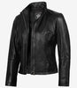 Womens Black Leather Cafe Racer Jacket
