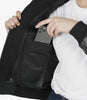 Womens Tall Black Hooded Bomber Leather Jacket
