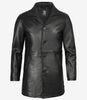 Mens Tall Distressed Black Long Leather Jacket