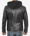Black Hooded Leather Jacket Mens 