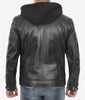 Black Hooded Leather Jacket Mens 