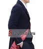 Mens Notch Lapel Dark Blue Wool Coat