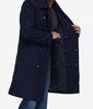 Mens Double Breasted Long Navy Blue Wool Coat