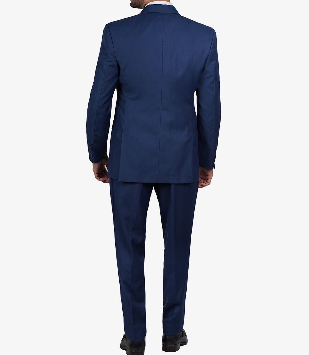 Mens Peak Lapel 3 Piece Blue Suit
