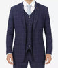 Mens Three Piece Navy Blue Herringbone Suit