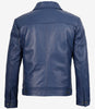 Mens Shirt Collar Blue Leather Jacket