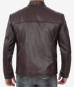 Mens Dark Brown Cowhide Leather Cafe Racer Jacket 