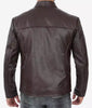 Mens Dark Brown Cowhide Leather Cafe Racer Jacket 