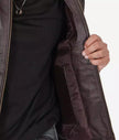 Mens Dark Brown Cowhide Leather Cafe Racer Jacket 