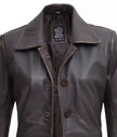 Womens Distressed Brown Leather Coat