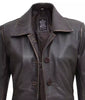 Womens Distressed Brown Leather Coat
