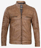 Mens Lambskin Tan Cafe Racer Leather Jacket