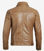 Mens Camel Leather Trucker Jacket