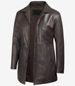 Winchester Distressed Brown Rust Car Coat Mens Shirt Collar Leather Jacket