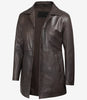 Winchester Distressed Brown Rust Car Coat Mens Shirt Collar Leather Jacket
