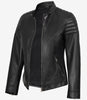Carrie Black Leather Jacket for Women