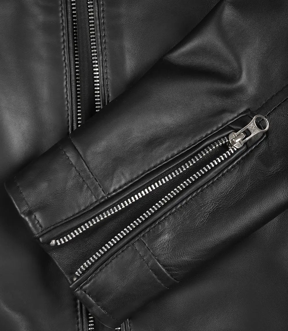 Carrie Black Leather Jacket for Women
