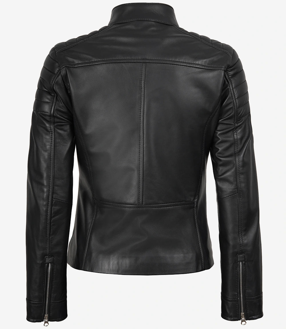 Carrie Black Leather Jacket for Women
